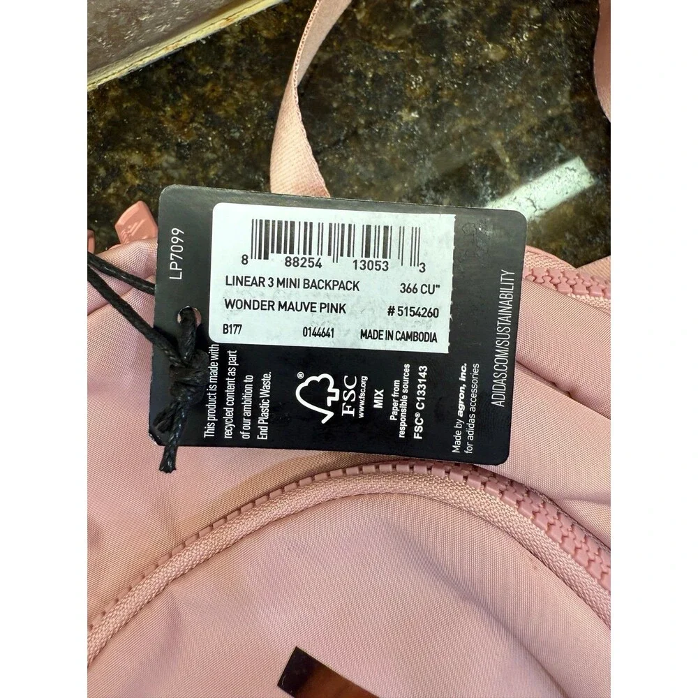 Adidas Linear 3 Mini Backpack Wonder Mauve Pink NWT